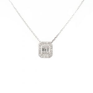 18K Emerald Illusion Diamond Necklace