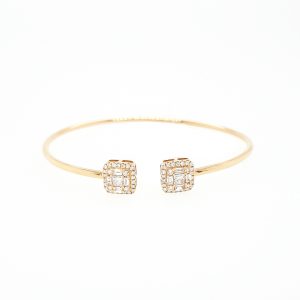 18K Double Emerald Illusion Cuff Bangle