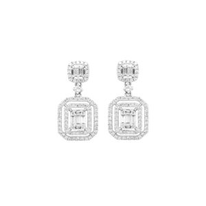 14K Emerald Illusion Dangling Earrings