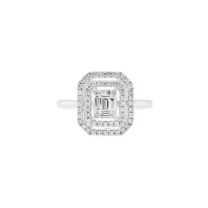 14K Emerald Illusion Diamond Ring