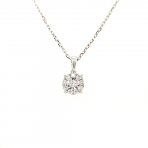 18K WG Round Illusion Diamond Necklace