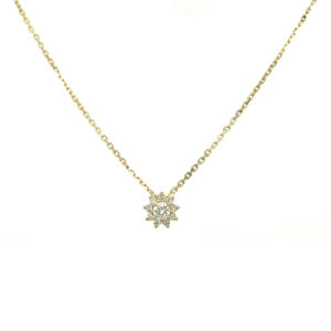 18K Dainty Diamond Flower Necklace