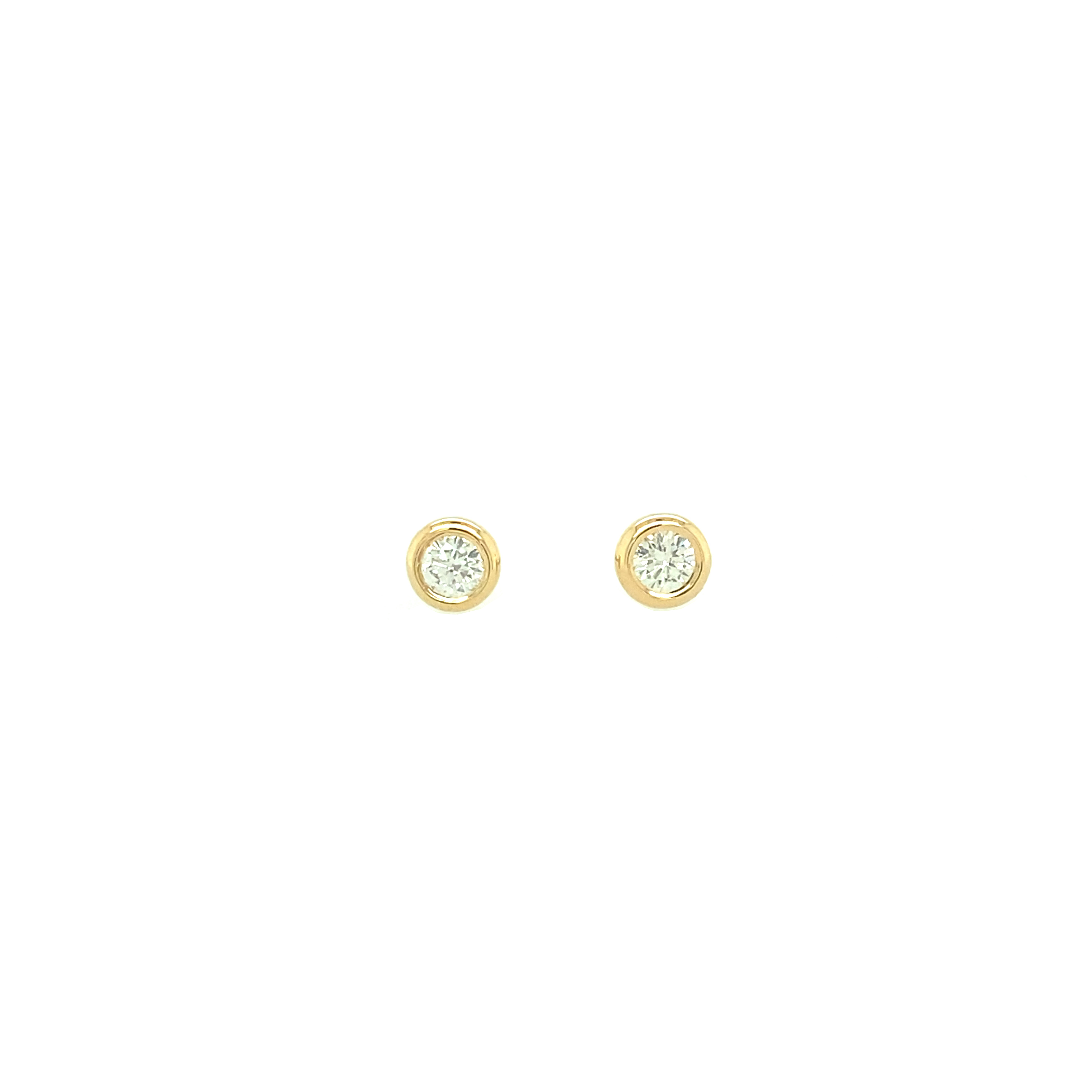 18K YG Round Diamond Earring