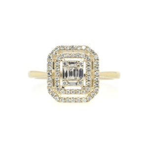 14K Emerald Illusion Diamond Ring