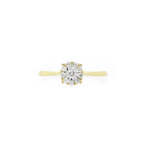 18K YG Round Illusion Diamond Ring