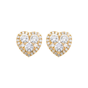 18K YG Heart Illusion Diamond Earrings
