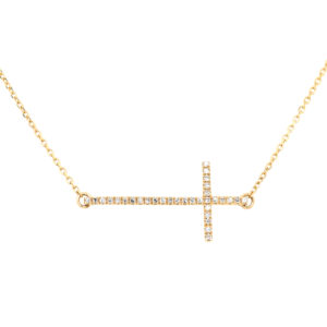 14K YG Dainty Crucifix Diamond Necklace