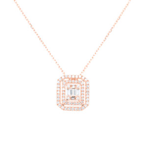 14K RG Emerald Diamond Illusion