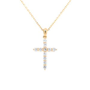 18K YG Crucifix Diamond Necklace