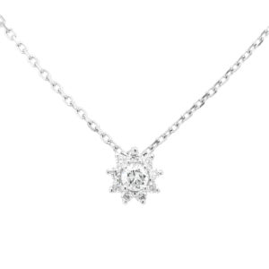 18K WG Dainty Flower Diamond Necklace