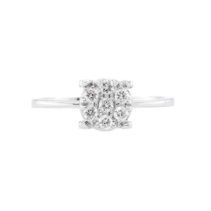 14K WG Round Illusion Diamond Ring