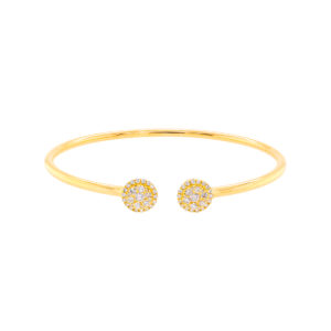 18K Yellow Gold Double Round Illusion Cuff Bangle