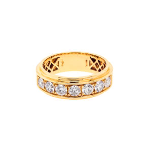 18K Yellow Gold Wedding Band with Diamonds