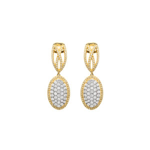 14K YG Oval Diamond Illusion Earrings