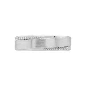 18K White Gold Wedding Band with Diamonds