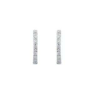 18K White Gold Round Diamond Loop Earrings