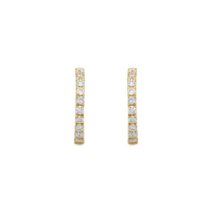 18K Yellow Gold Round Diamond Loop Earrings