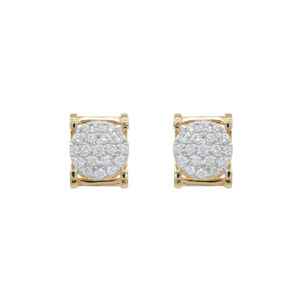 14K Yellow Gold Round Illusion Earrings
