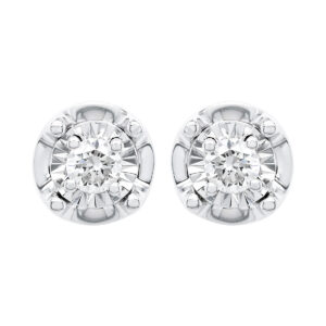 18K White Gold Round Diamond Earrings