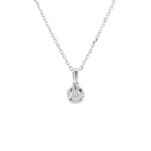 18K White Gold Round Diamond Necklace