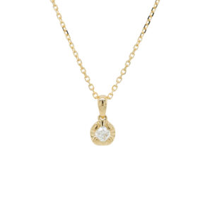 18K Yellow Gold Round Diamond Necklace