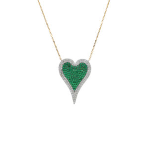 14K Yellow Gold Heart Illusion Diamond Necklace