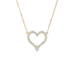 18K Yellow Gold Heart Diamond Illusion Necklace