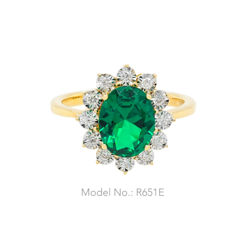 18K Yellow Gold Recrystallized Oval Emerald with Diamonds - Manila ...