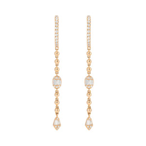 18K Yellow Gold Drop Diamond Earrings