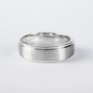 18K White Gold Plain Band Matte And Glossy